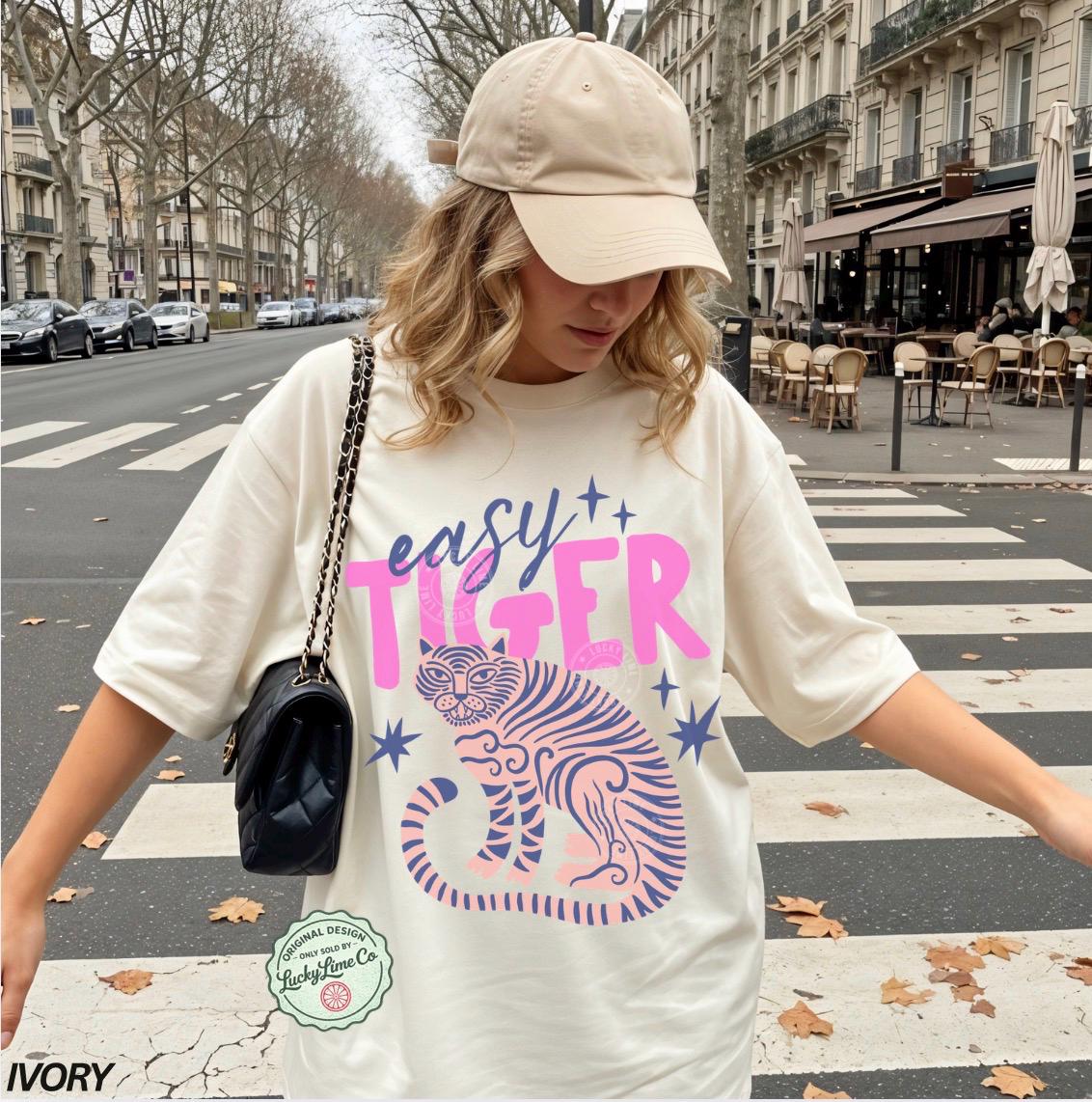 Easy Tiger Comfort Colors Retro Tiger Tiger Boho Tees Retro Vintage Tiger (1)