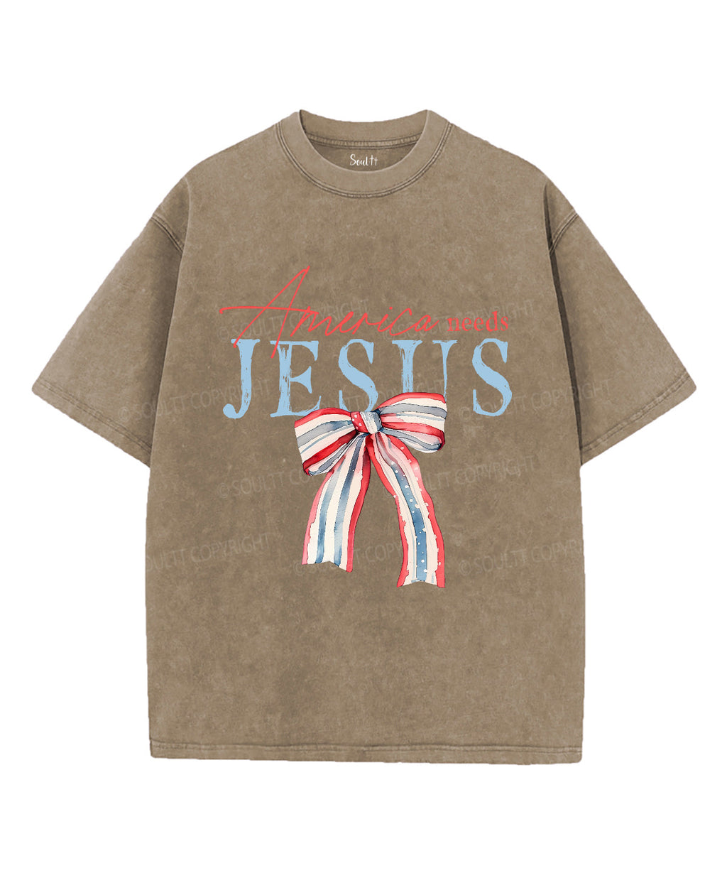 America Needs Jesus Unisex Washed Christian T-shirt Hoodie, Sweatshirt | CiraTrend.com (Image 5)