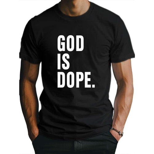 1 pc, 100% cotton T-shirt, Fashion Letters GOD Fitted Men's T-Shirt, Sweat-wicking and Freedom of Movement Made in USA...