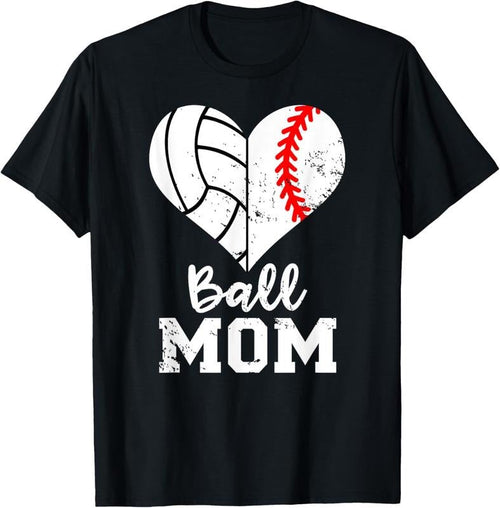 100% Cotton Ball Mom Heart Funny Baseball Volleyball Mom T-Shirt Hoodie, Sweatshirt | CiraTrend.com