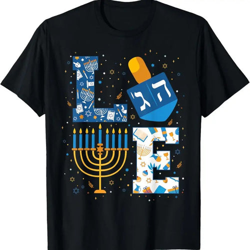 100% Cotton Hanukkah love with menorah for jewish christmas holiday T-Shirt Hoodie, Sweatshirt | CiraTrend.com