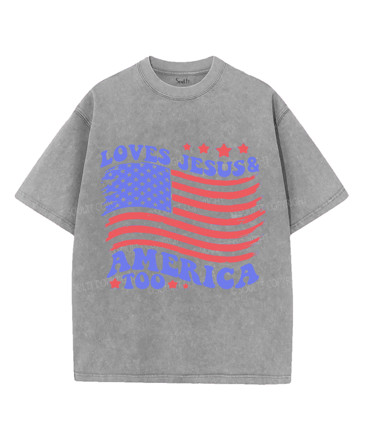 Loves Jesus & America Too Unisex Washed Christian T-shirt Style001 Hoodie, Sweatshirt | CiraTrend.com (Image 3)