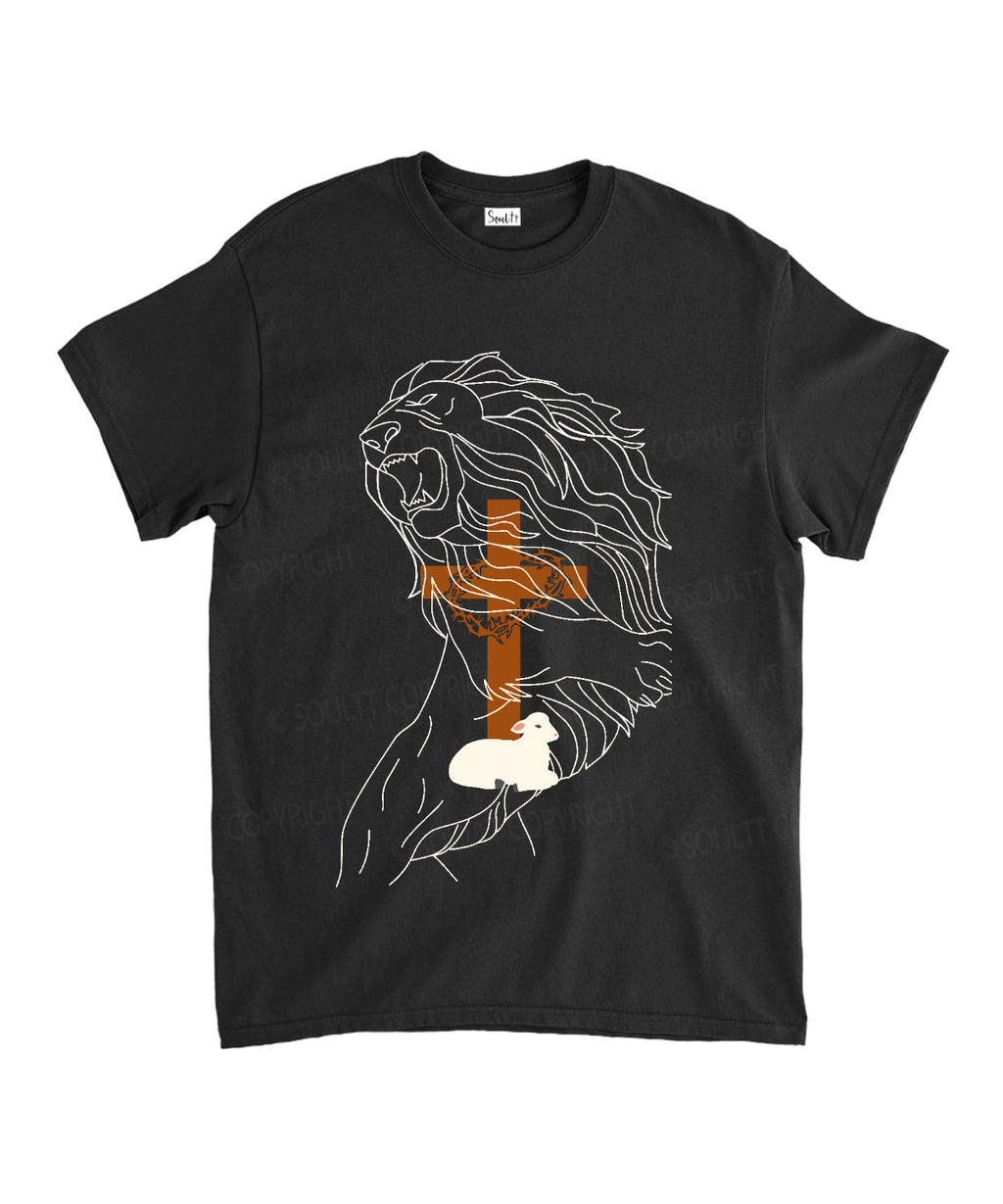 The Lion And The Cross Unisex Cotton Christian T-Shirt Hoodie, Sweatshirt | CiraTrend.com (Image 1)