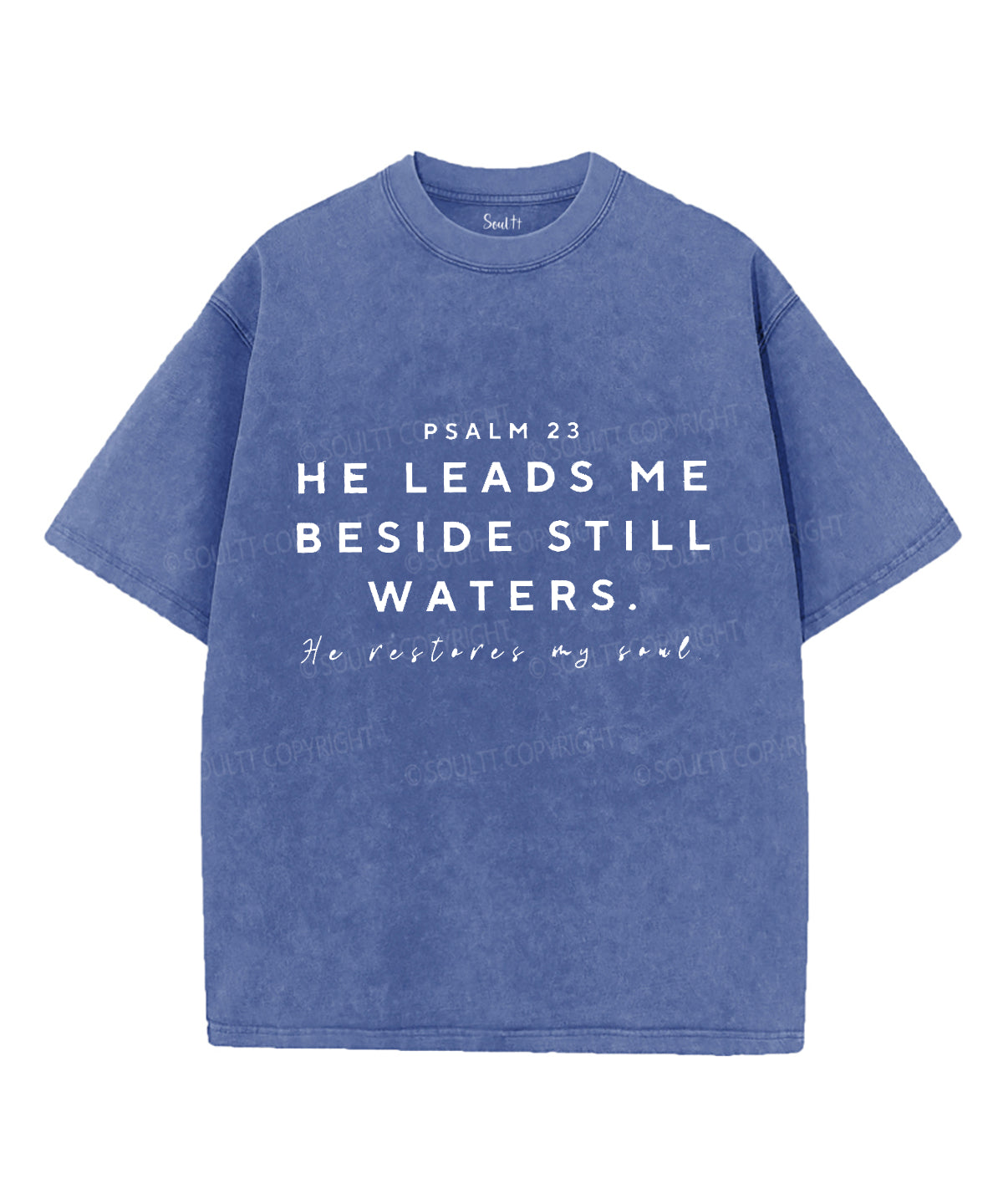 He Leads Me Unisex Washed Christian T-shirt Hoodie, Sweatshirt | CiraTrend.com (Image 3)