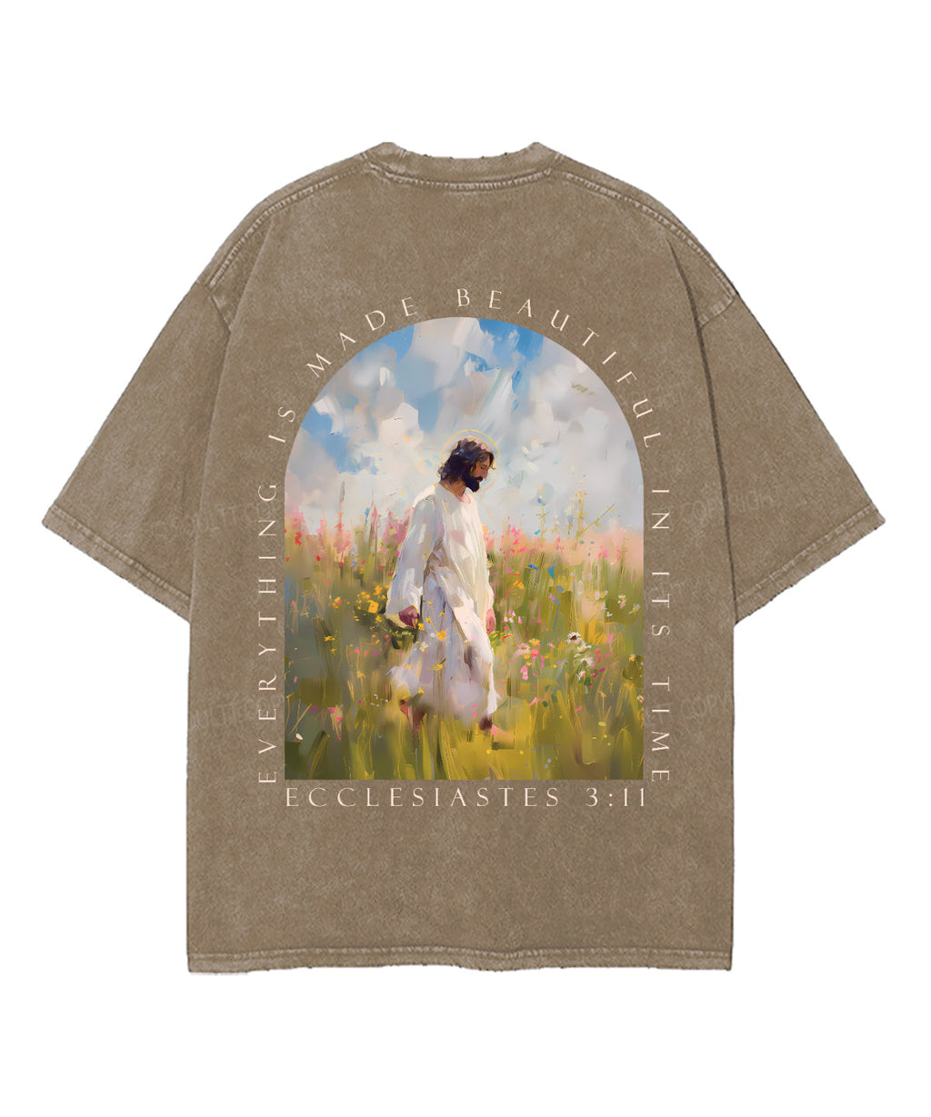 Everything Is Made Beautiful In It's Time Double Sided Unisex Washed Christian T-shirt Hoodie, Sweatshirt (Image 3)