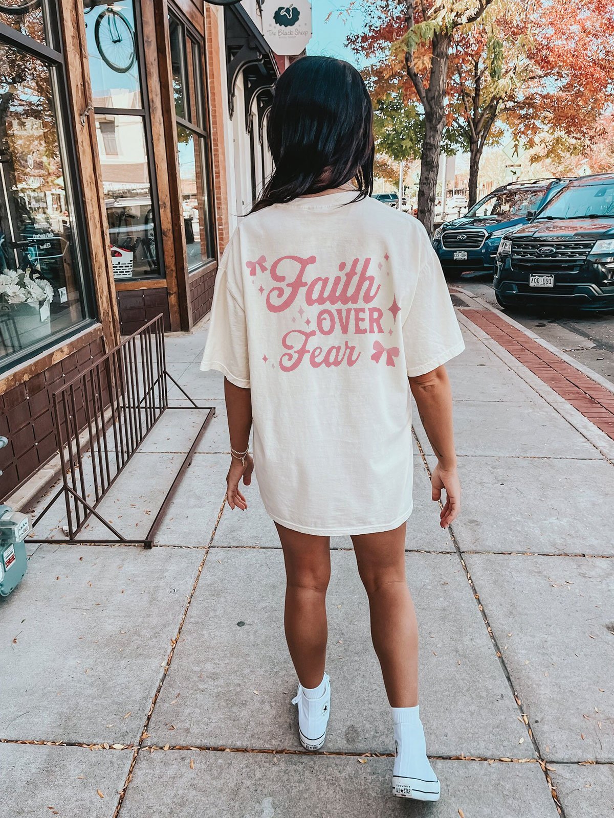 Faith Over Fear Double Side Design Washed Christian T-shirt Hoodie, Sweatshirt | CiraTrend.com (Image 2)