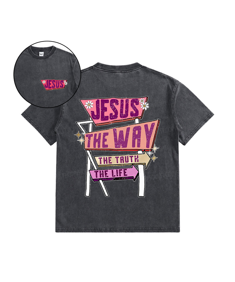 Kids Jesus Is The Way Double Sided Washed Christian T-shirt Hoodie, Sweatshirt | CiraTrend.com (Image 1)
