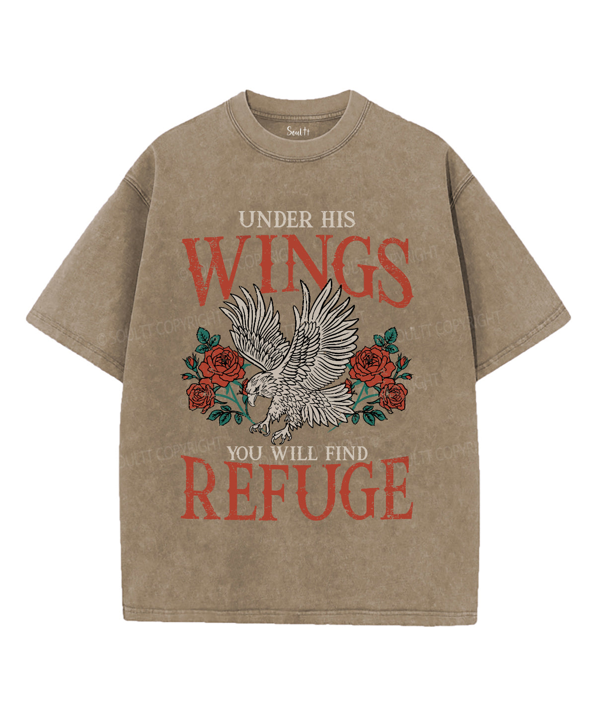 Under His Wings Washed Christian T-shirt Hoodie, Sweatshirt | CiraTrend.com (Image 4)