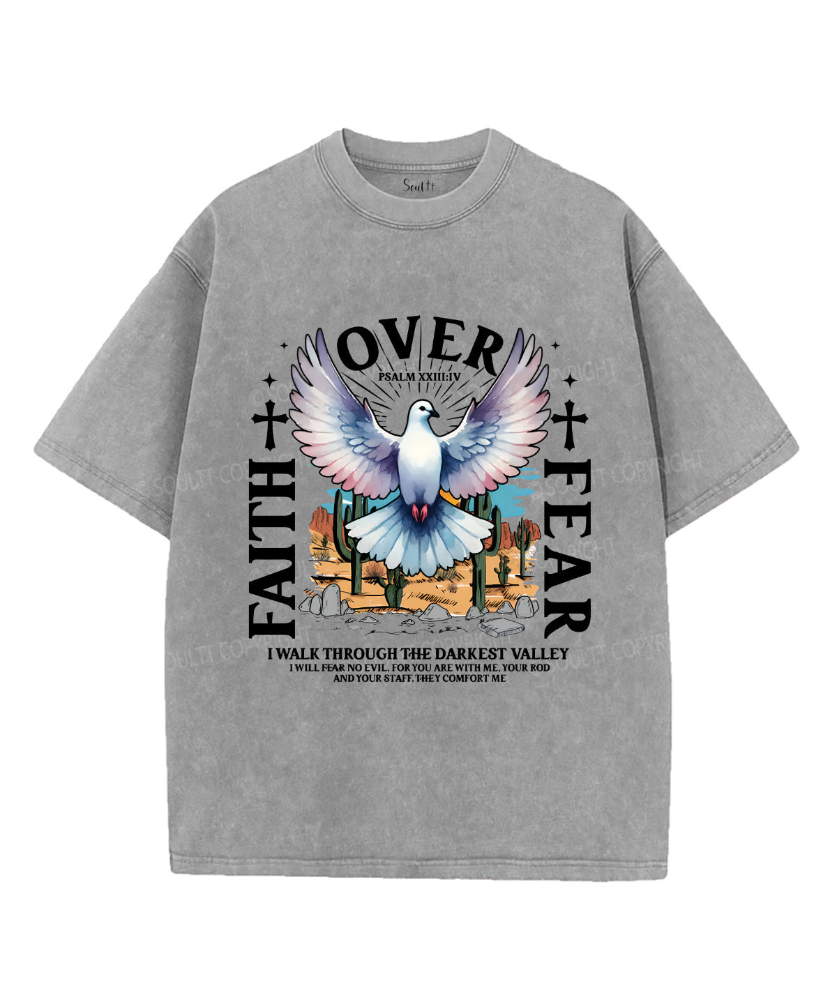 Faith Over Fear Unisex Washed Christian T-shirt Style002 Hoodie, Sweatshirt | CiraTrend.com (Image 2)