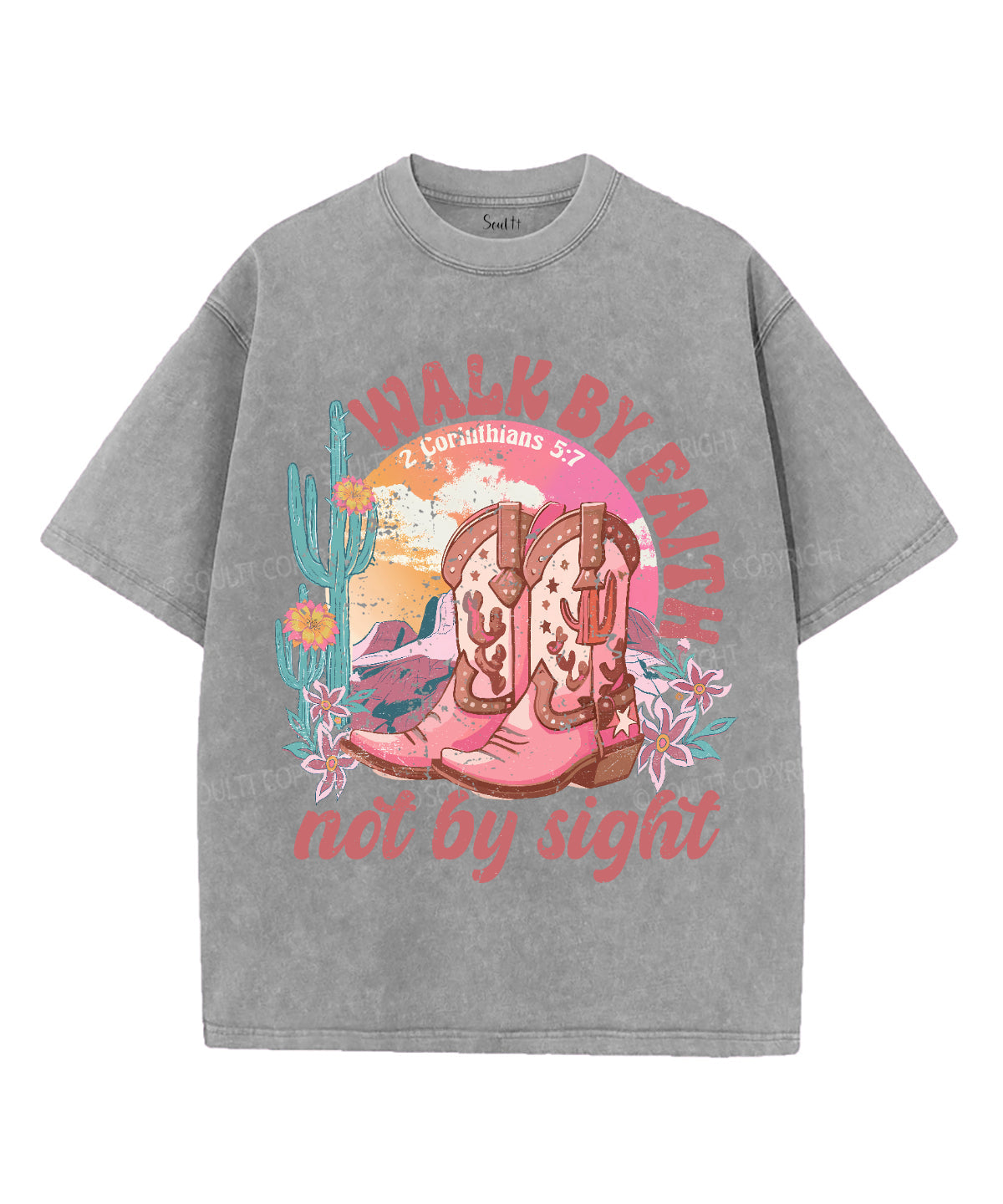 Walk By Faith Unisex Washed Christian T-shirt Hoodie, Sweatshirt | CiraTrend.com (Image 3)