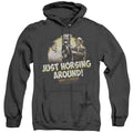 Abbott & Costello Horsing Around Mens Heather Hoodie Black T-Shirts, Sweatshirt | CiraTrend.com (Image 1)