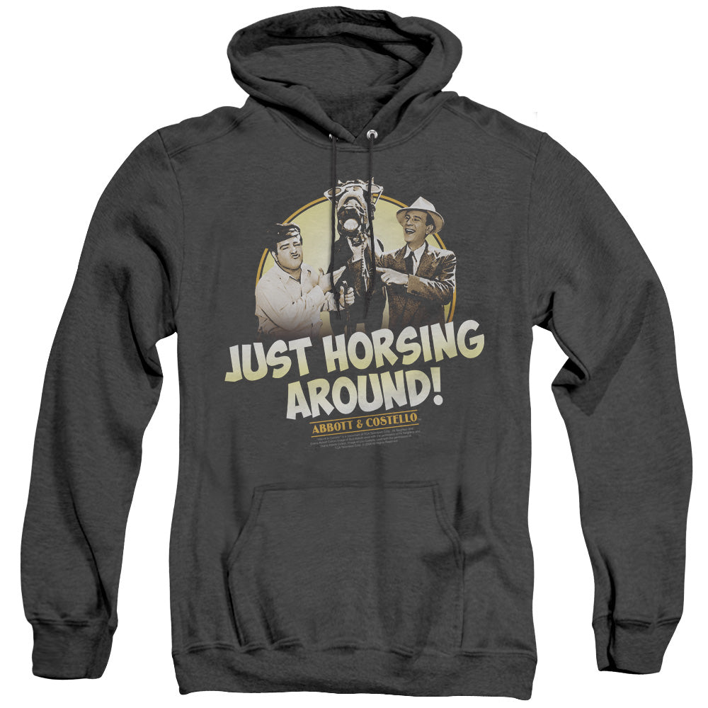 Abbott & Costello Horsing Around Mens Heather Hoodie Black T-Shirts, Sweatshirt | CiraTrend.com (Image 5)
