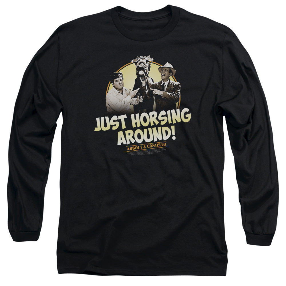 Abbott & Costello Horsing Around Mens Long Sleeve Shirt Black Hoodie, Sweatshirt | CiraTrend.com (Image 3)