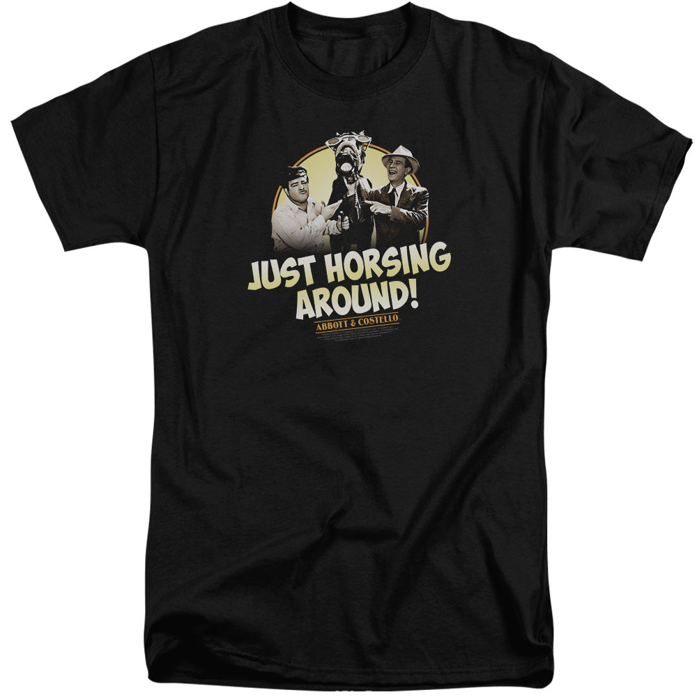 Abbott & Costello Horsing Around Mens Tall T Shirt Black Hoodie, Sweatshirt | CiraTrend.com (Image 1)