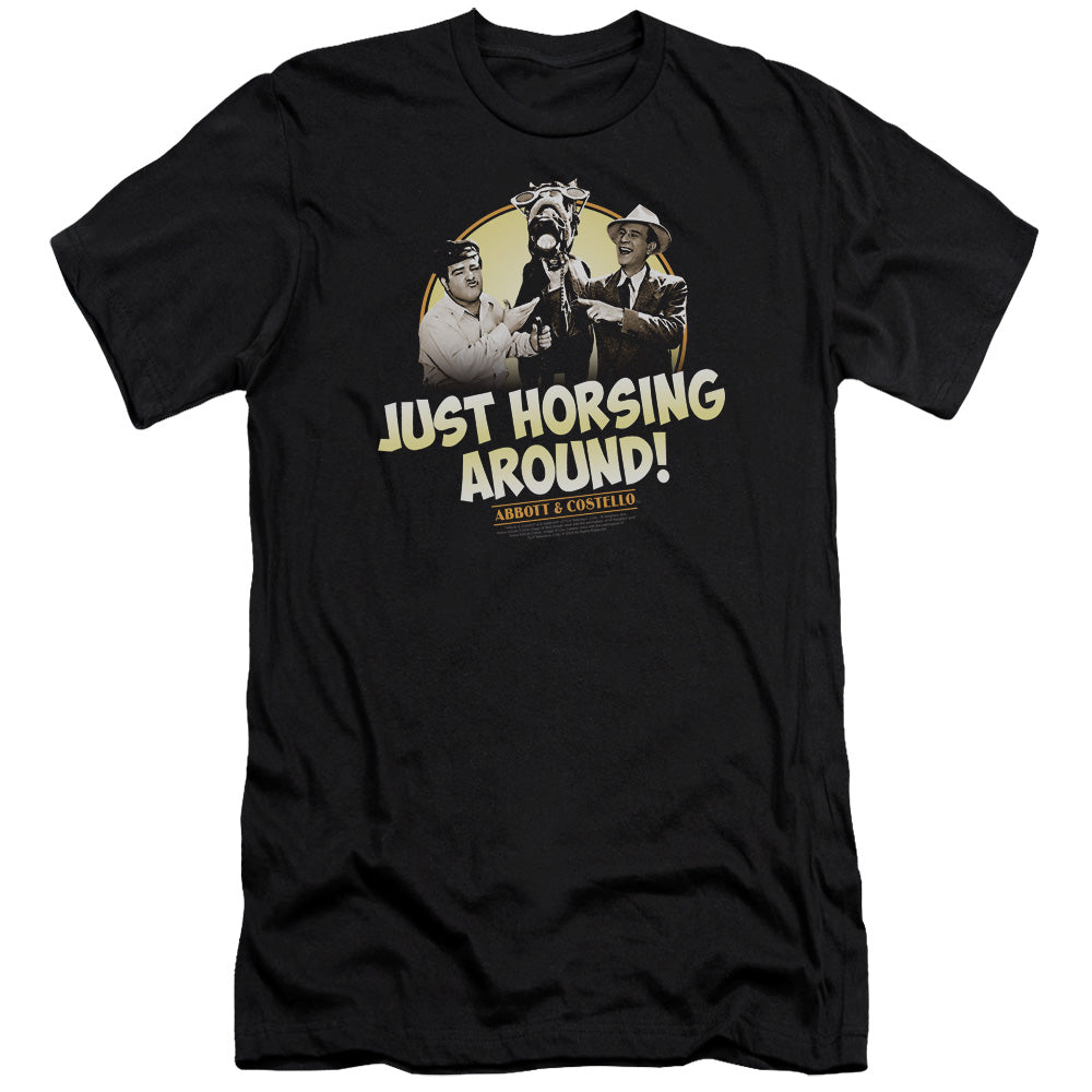 Abbott & Costello Horsing Around Premium Bella Canvas Slim Fit Mens T Shirt Black Hoodie, Sweatshirt (Image 2)