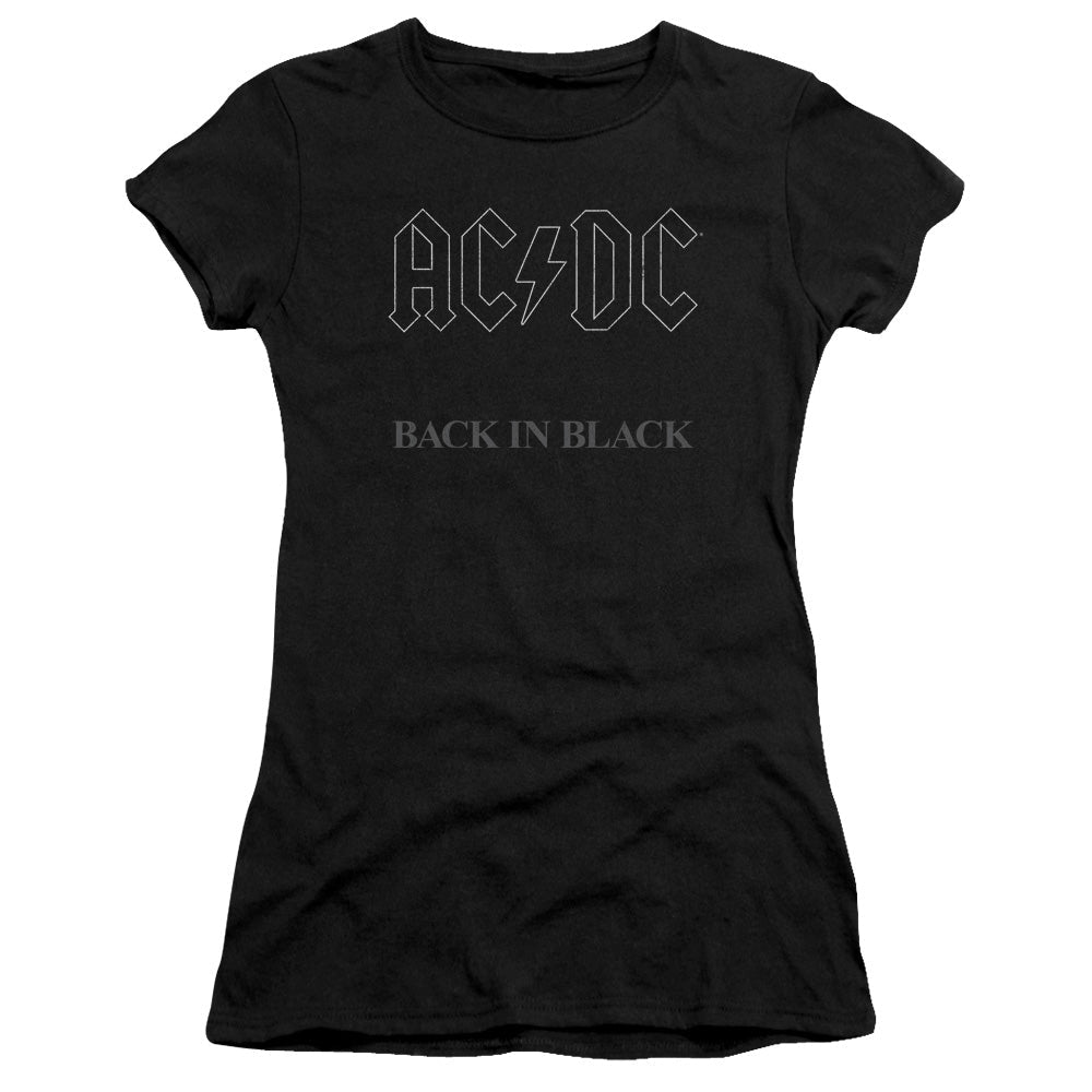 AC/DC Back In Black Junior Sheer Cap Sleeve Womens T Shirt Black Hoodie, Sweatshirt | CiraTrend.com