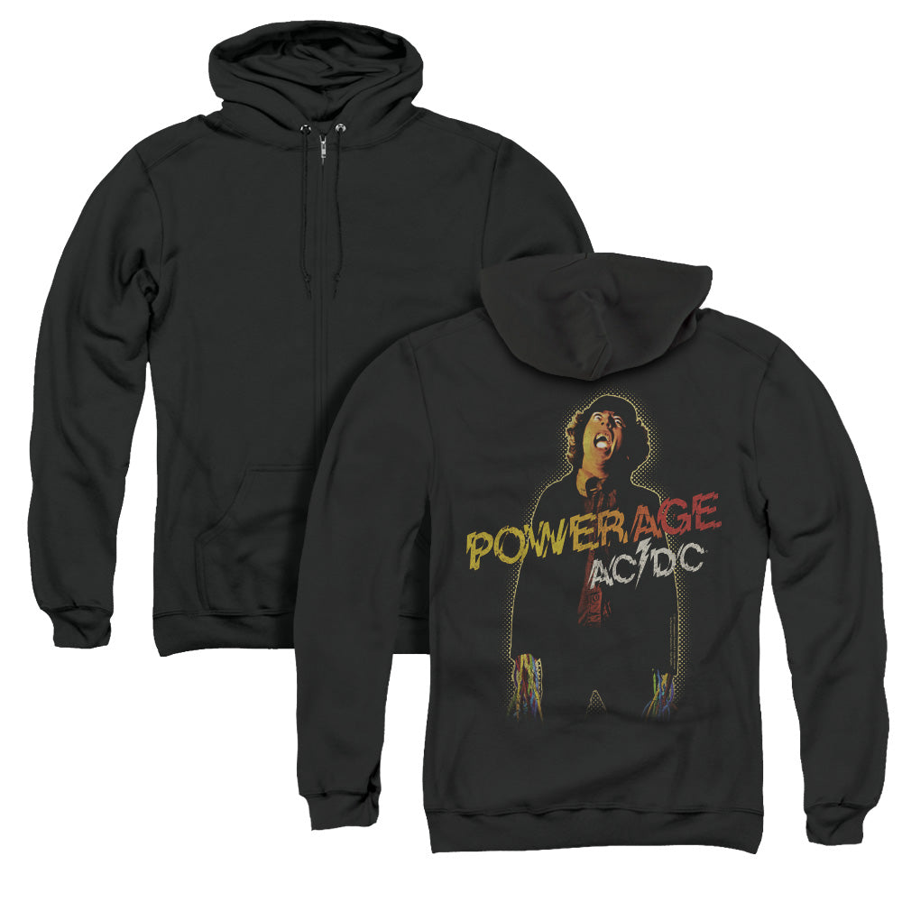 AC/DC Powerage Back Print Zipper Mens Hoodie Black T-Shirts, Sweatshirt | CiraTrend.com (Image 1)