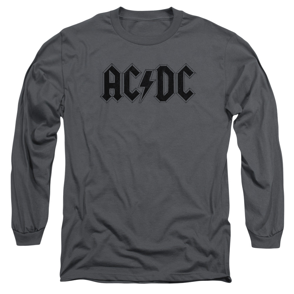 ACDC Worn Logo Mens Long Sleeve Shirt Charcoal Hoodie, Sweatshirt | CiraTrend.com (Image 1)
