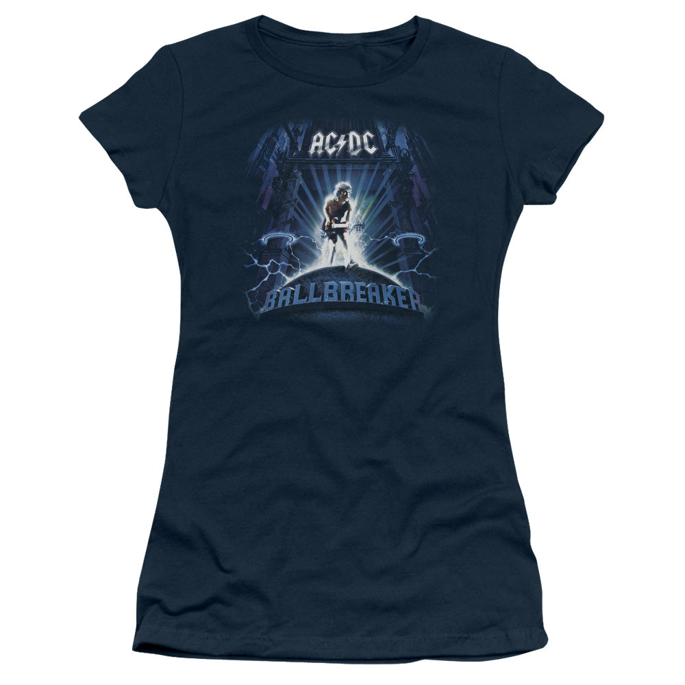 AC/DC Ballbreaker Junior Sheer Cap Sleeve Womens T Shirt Navy Hoodie, Sweatshirt | CiraTrend.com