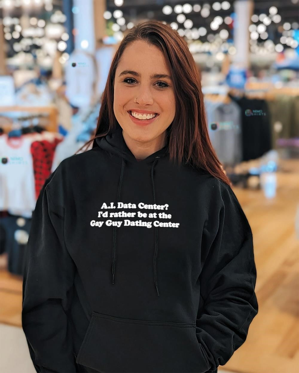AI data center I’d rather be at the gay guy dating center text shirt