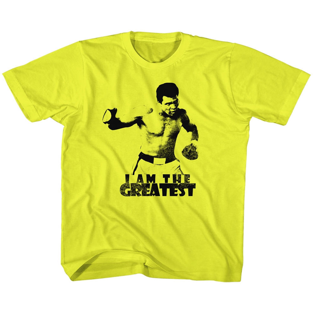 Muhammad Ali Toddler S/S T-Shirt - I Am The Greatest - Solid Yellow Hoodie, Sweatshirt | CiraTrend.com