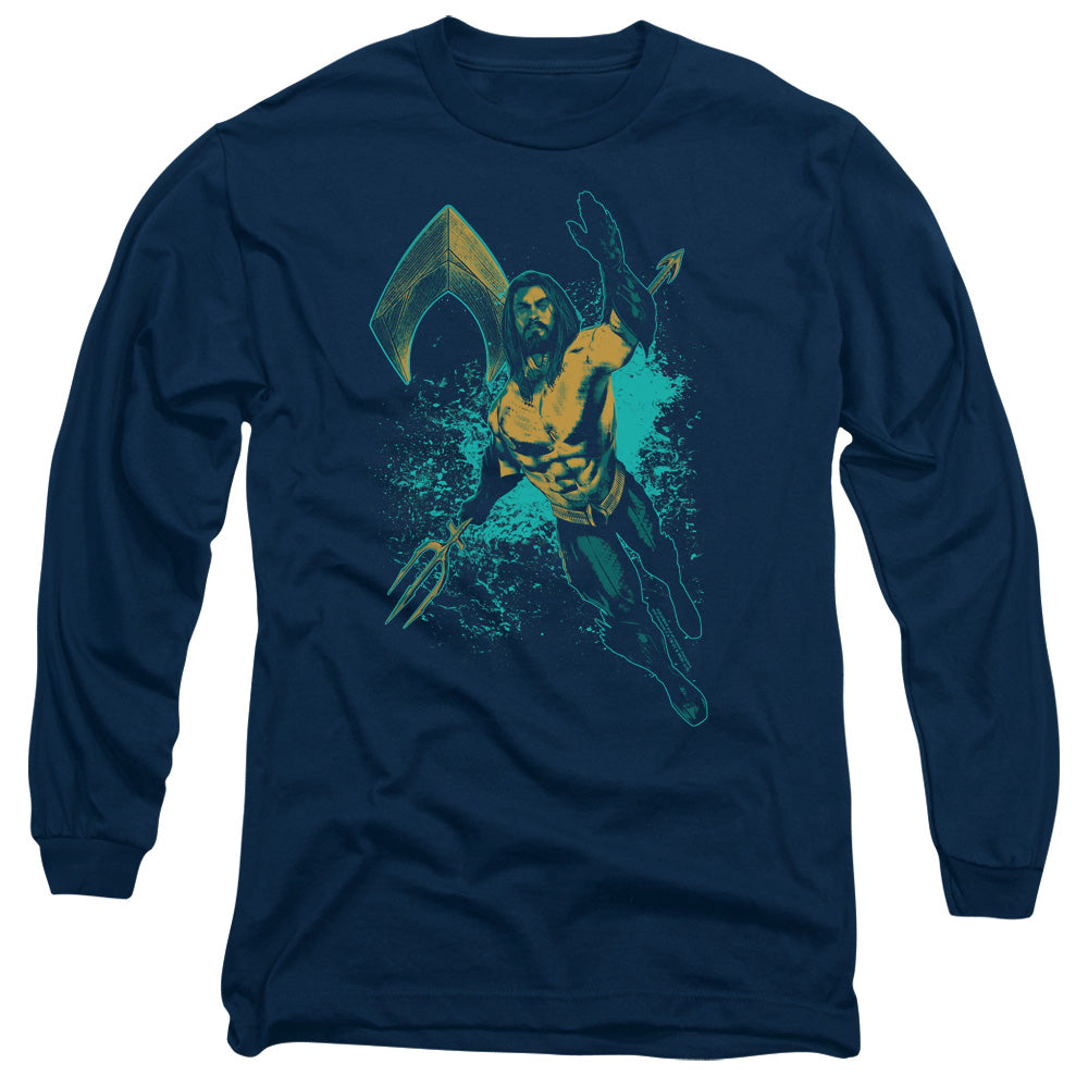 Aquaman Movie Make A Splash Mens Long Sleeve Shirt Navy Hoodie, Sweatshirt | CiraTrend.com (Image 2)