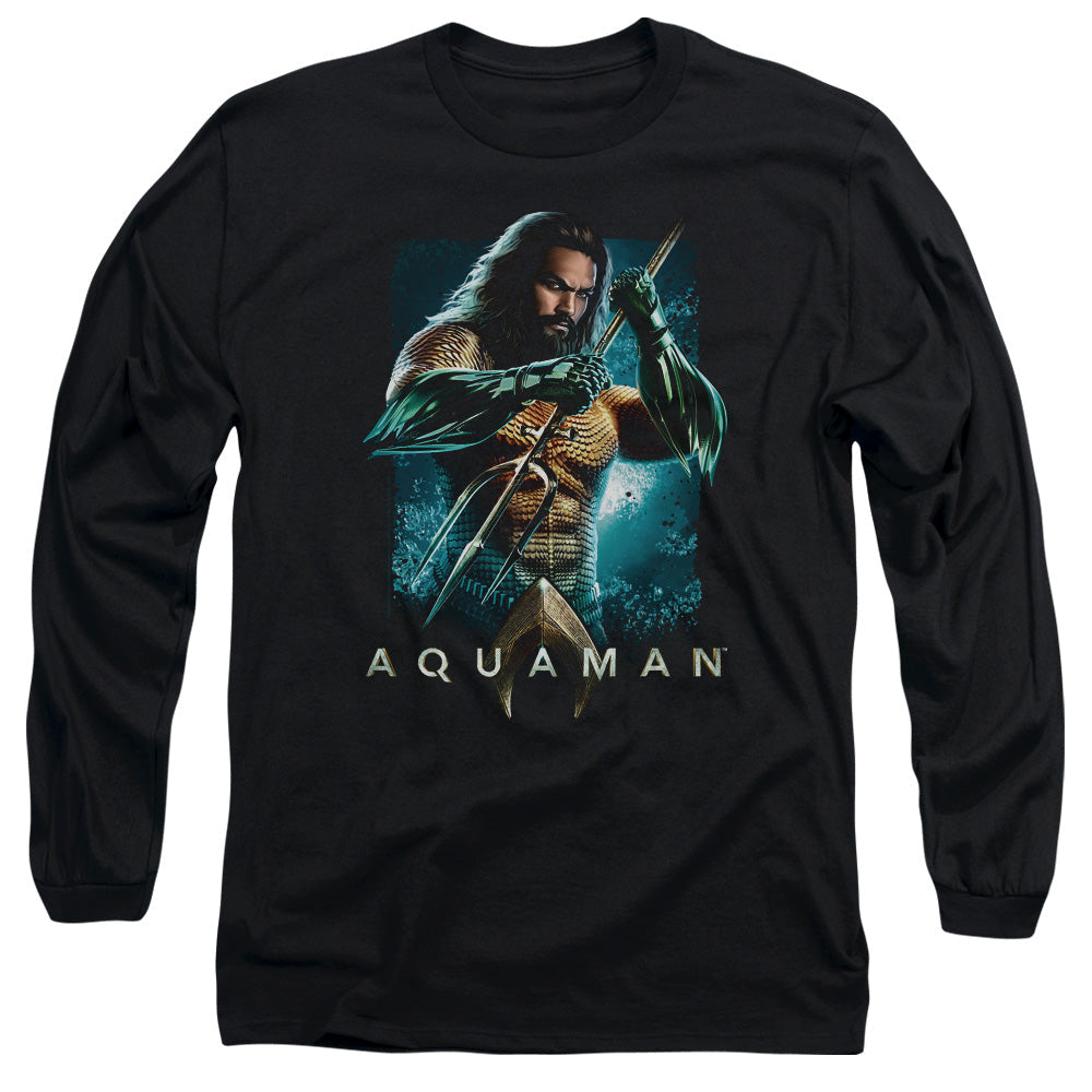 Aquaman Movie Trident Mens Long Sleeve Shirt Black Hoodie, Sweatshirt | CiraTrend.com (Image 3)