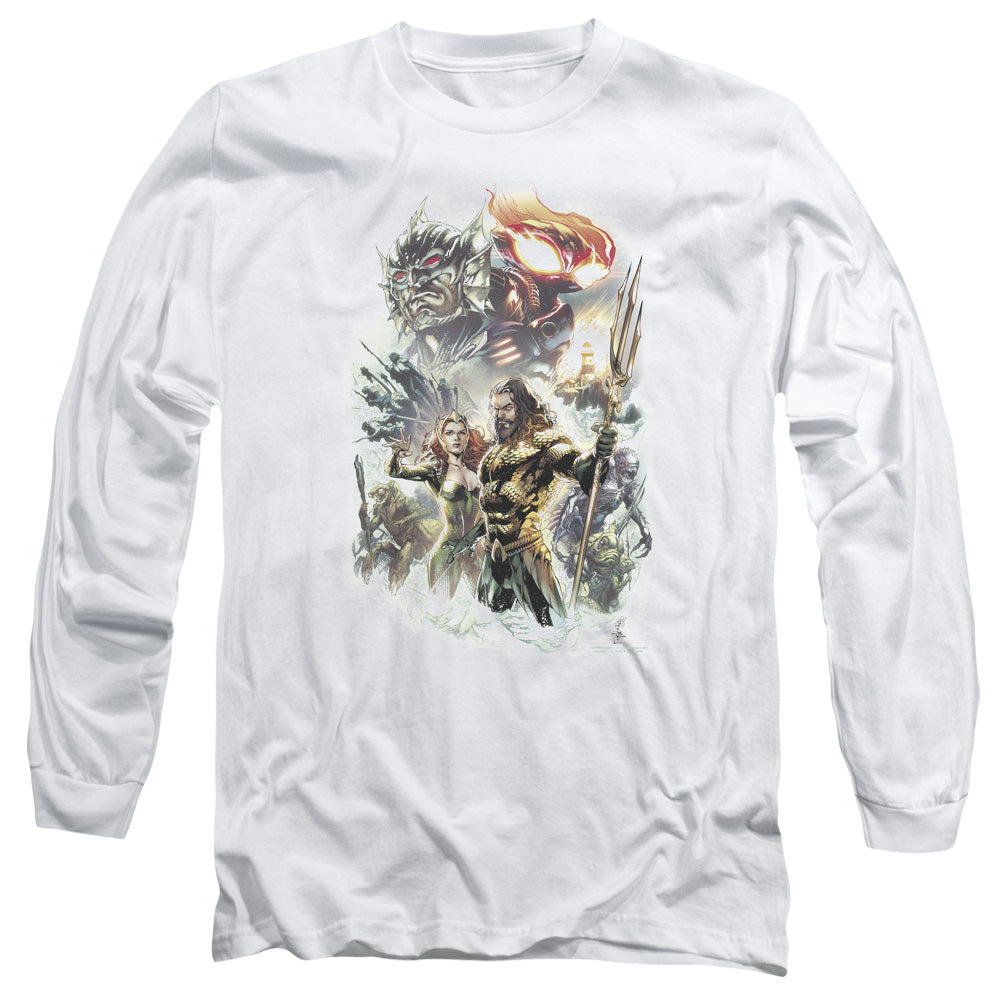 Aquaman Movie King Of Atlantis Mens Long Sleeve Shirt White Hoodie, Sweatshirt | CiraTrend.com (Image 2)