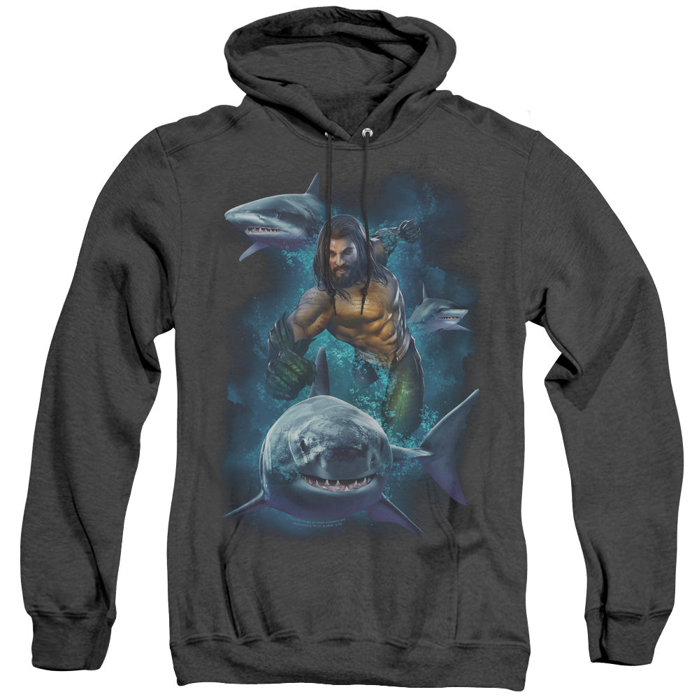 Aquaman Movie Swimming With Sharks Mens Heather Hoodie Black T-Shirts, Sweatshirt | CiraTrend.com (Image 3)