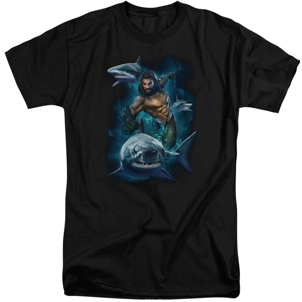 Aquaman Movie Swimming With Sharks Mens Tall T Shirt Black Hoodie, Sweatshirt | CiraTrend.com (Image 2)