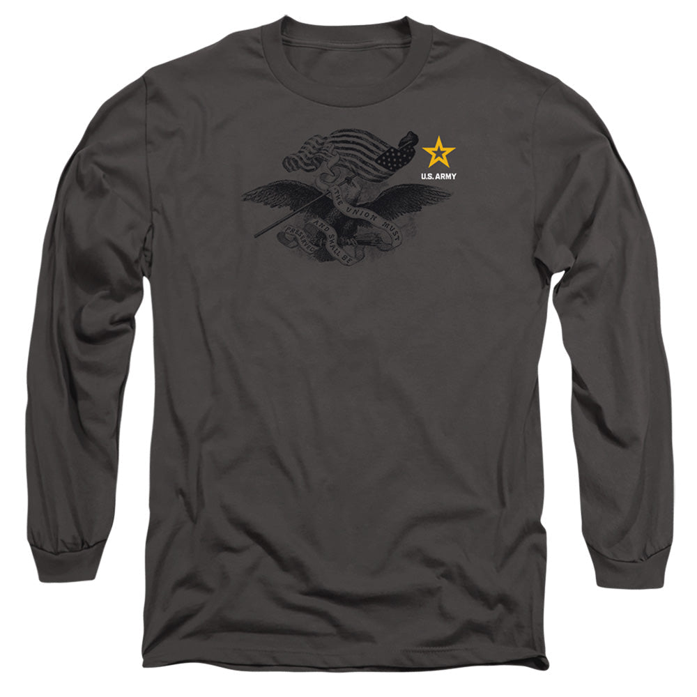 Army Left Chest Mens Long Sleeve Shirt Charcoal Hoodie, Sweatshirt | CiraTrend.com (Image 3)