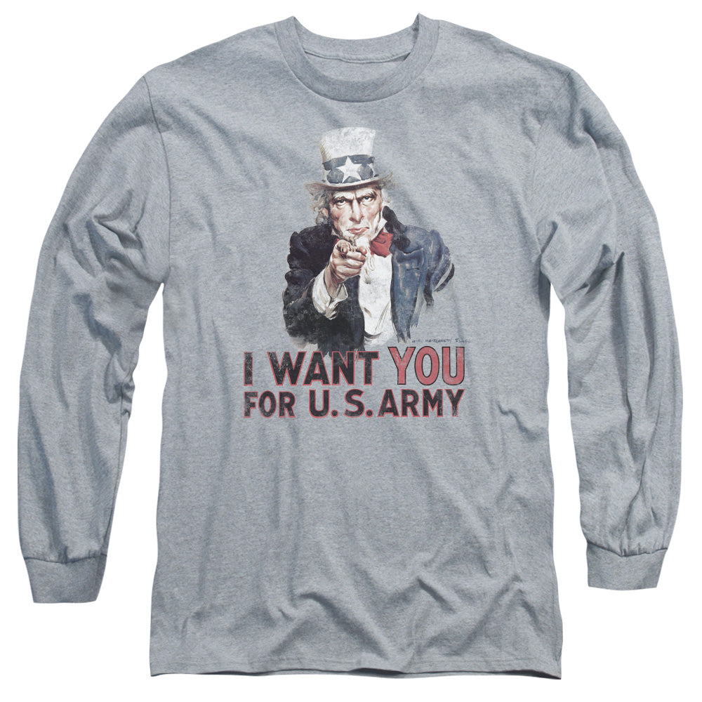Army I Want You Mens Long Sleeve Shirt Athletic Heather Hoodie, Sweatshirt | CiraTrend.com (Image 2)