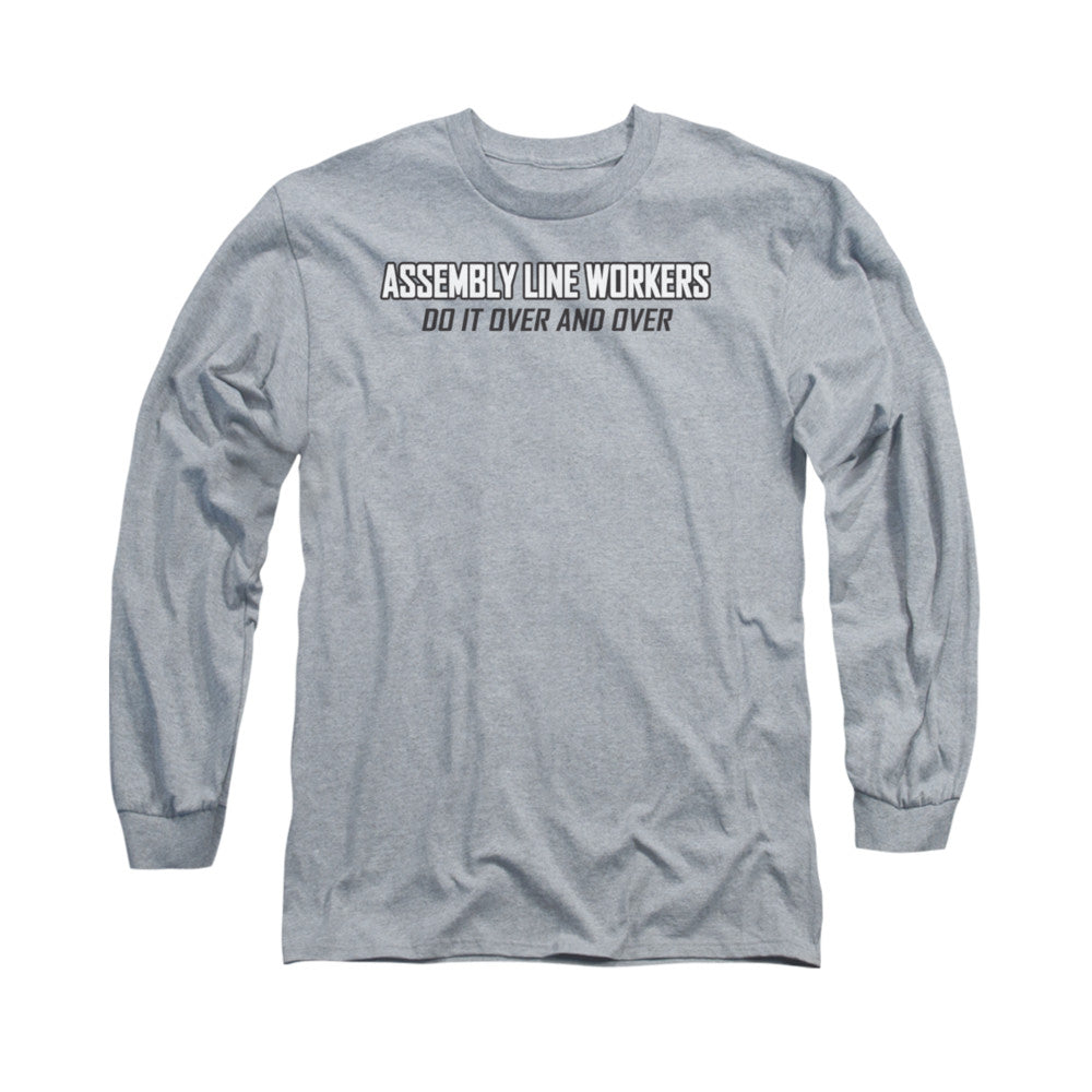 Assembly Line Workers Do It Mens Long Sleeve Shirt Athletic Heather Hoodie, Sweatshirt | CiraTrend.com (Image 1)