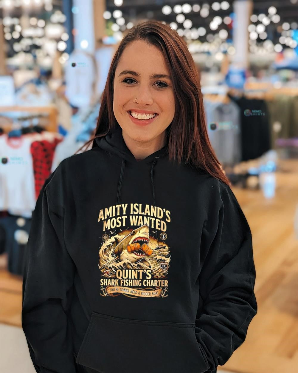 Amity island’s most wanted quint’s shark fishing charter you’re gonna need a bigger boat shirt