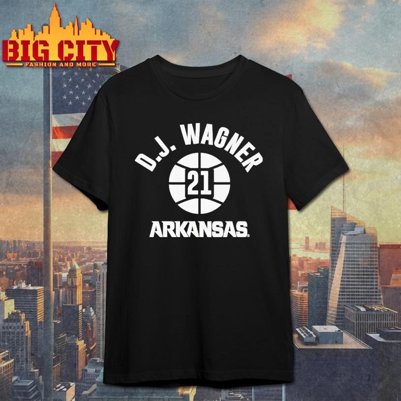 Arkansas Razorbacks Basketball D.J. Wagner #21 name number ball shirt
