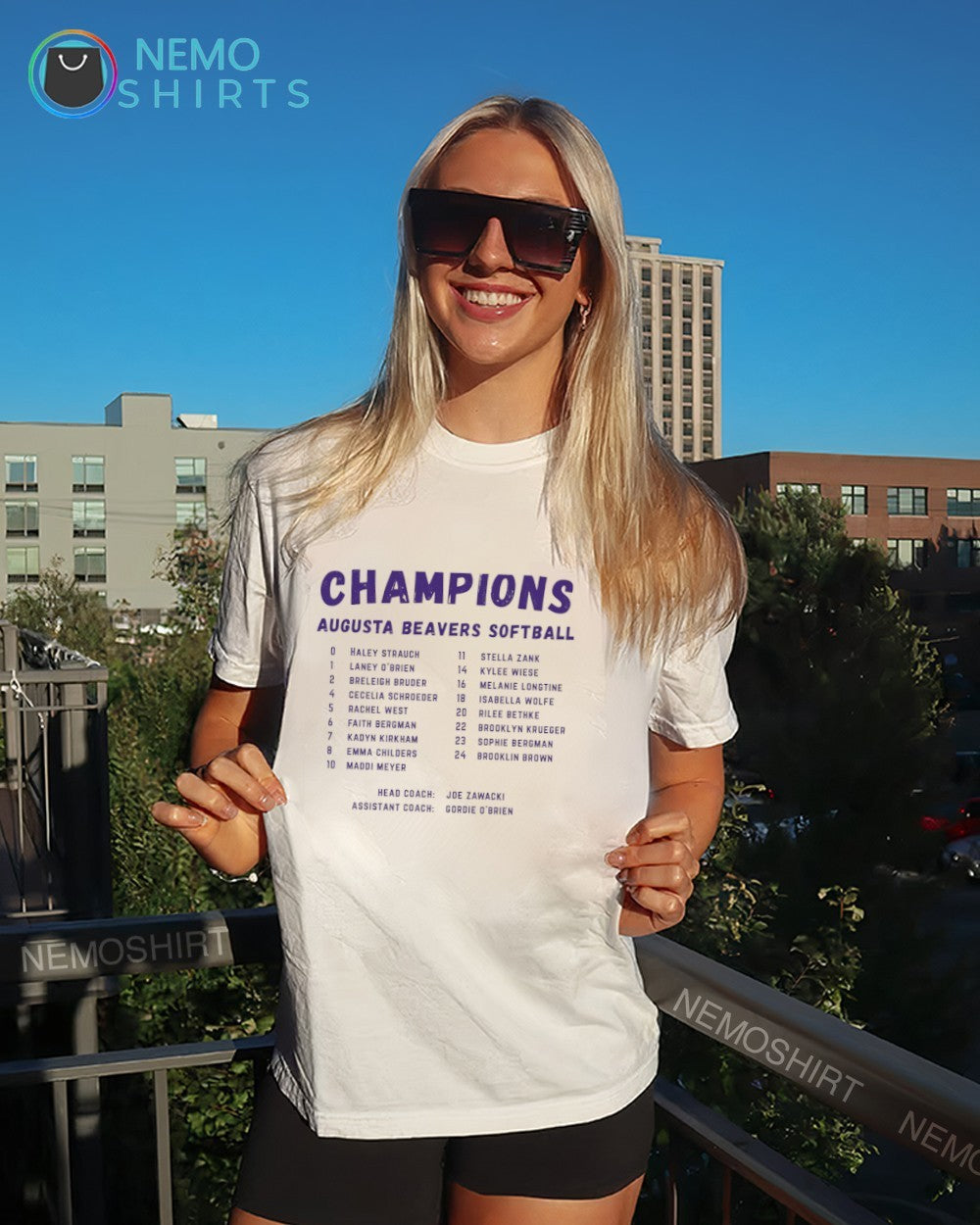 Augusta Beavers Softball team listed as champions shirt