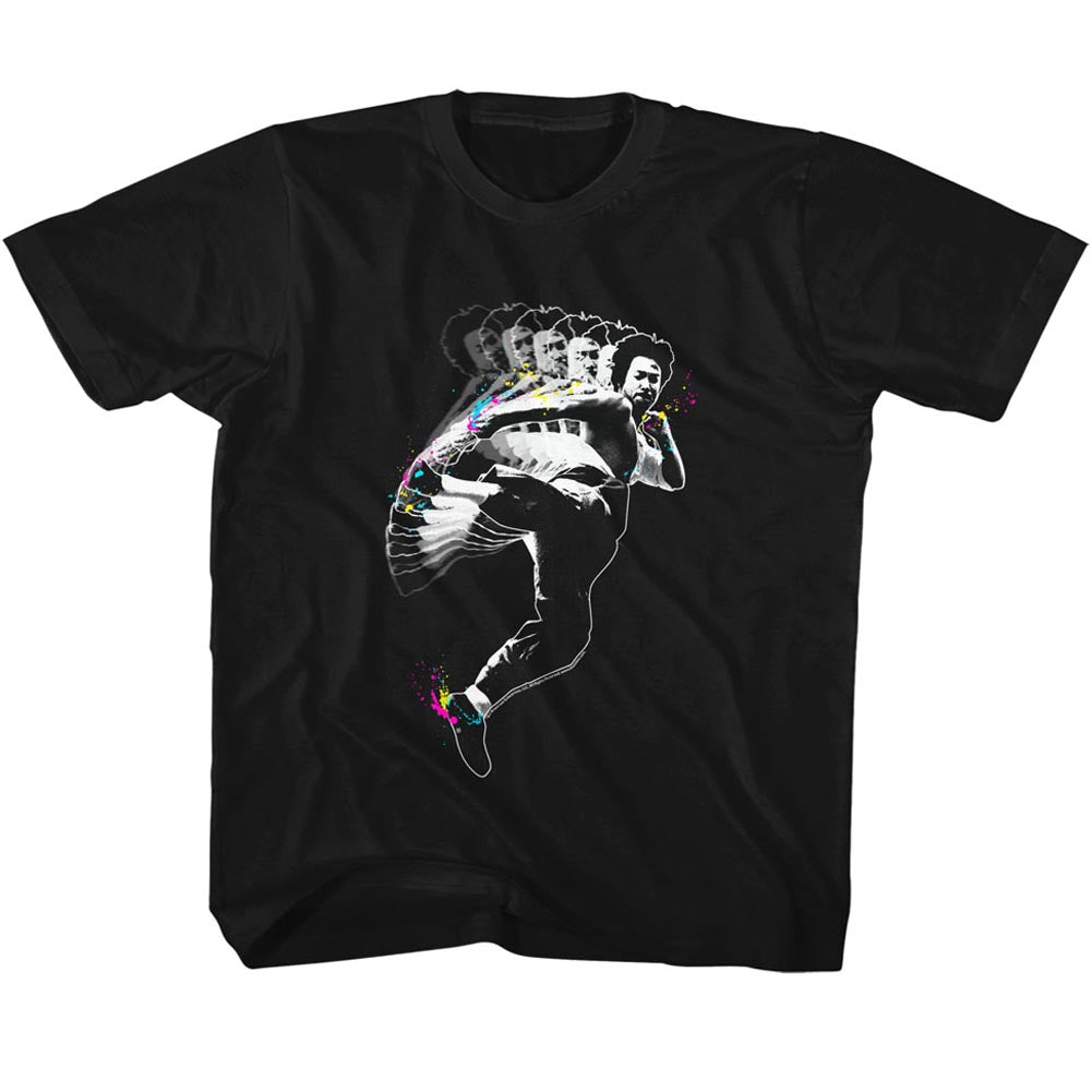 Bruce Lee Toddler S/S T-Shirt - Splat Kick - Solid Black Hoodie, Sweatshirt | CiraTrend.com