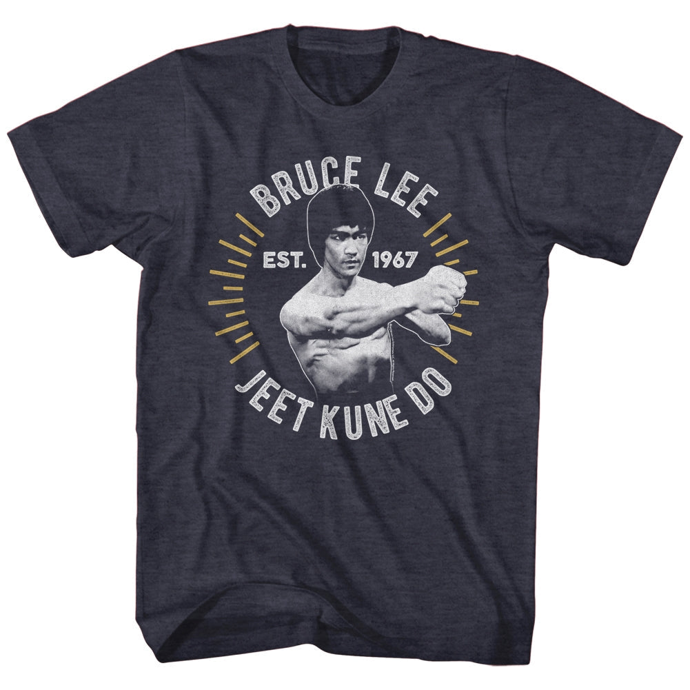 Bruce Lee Mens S/S T-Shirt - Circle Burst - Heather Navy Heather Hoodie, Sweatshirt | CiraTrend.com