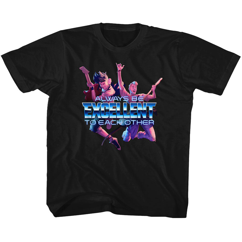 Bill And Ted Toddler S/S T-Shirt - Always Excellent - Solid Black Hoodie, Sweatshirt | CiraTrend.com