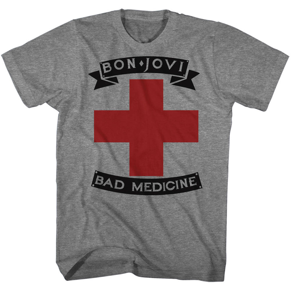 Bon Jovi Mens S/S T-Shirt - Badmed - Heather Graphite Heather Hoodie, Sweatshirt | CiraTrend.com