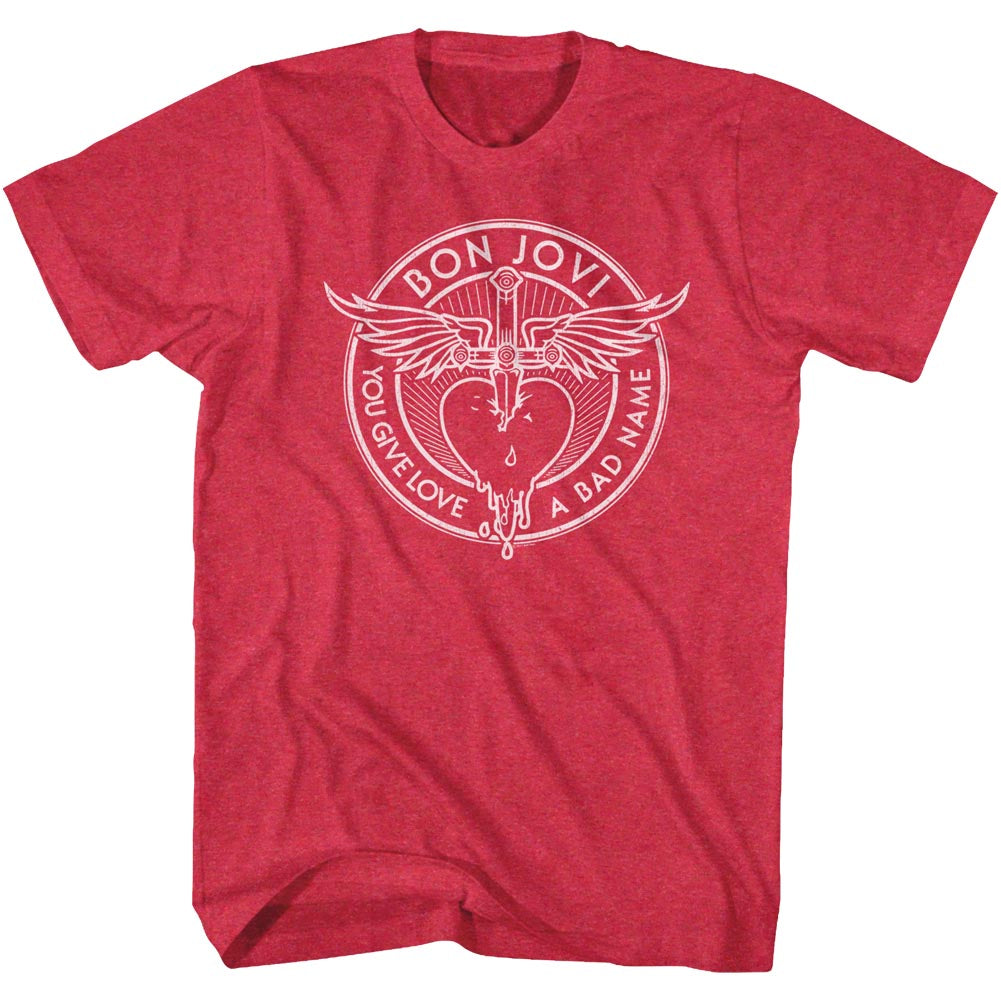 Bon Jovi Mens S/S T-Shirt - Bad Name - Heather Cherry Heather Hoodie, Sweatshirt | CiraTrend.com