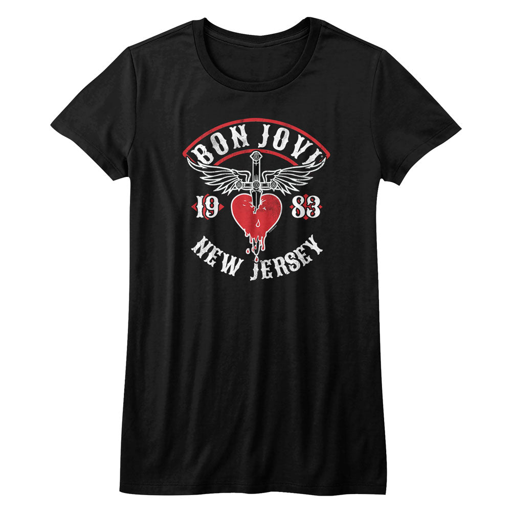 Bon Jovi Girls Juniors S/S T-Shirt - Nj38 - Solid Black Hoodie, Sweatshirt | CiraTrend.com