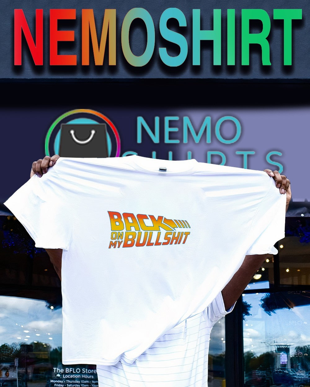 Back on My Bullshit Back to the Future movie logo shirt