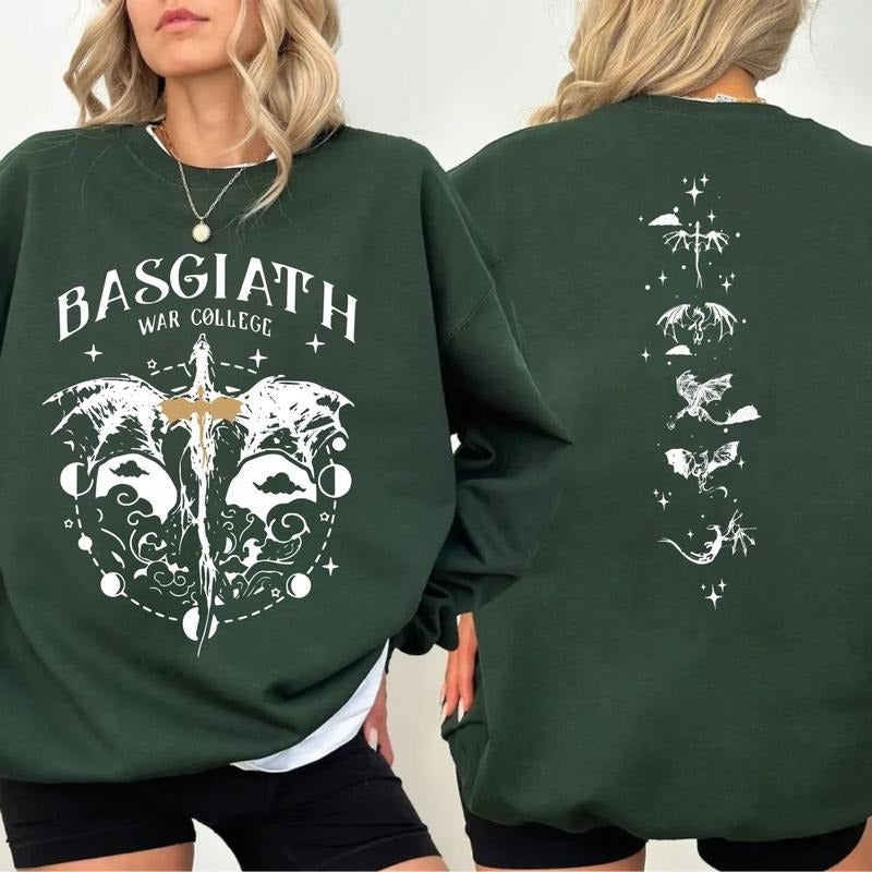 Basgiath War College 2 Sides Sweatshirt, Xaden Riorson, Fourth Wing, Dragon Rider, Violet Sorrengail, Fourth Wing Shirts,...
