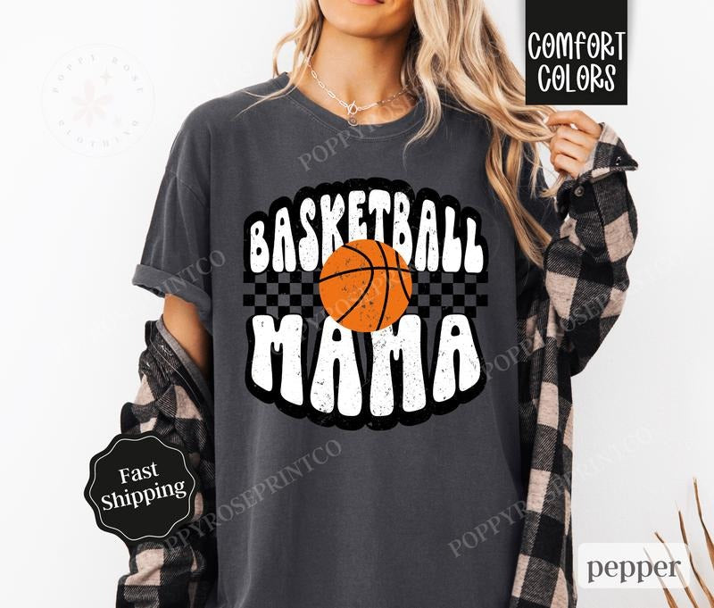 Basketball Mama Shirt Comfort Colors, Retro Gameday Tshirt, Womens Basketball Tee, Womenswear Oversized Crewneck Hoodie,...