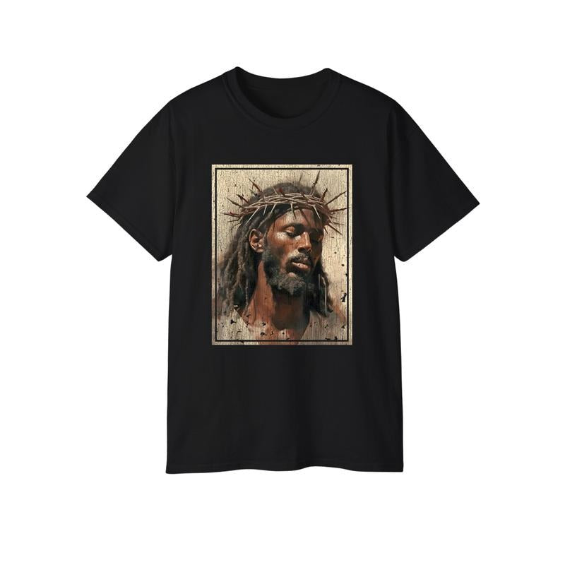 Black Jesus Shirt Face Of Jesus Cross With Crown Of Thorns T-Shirt Hoodie, Sweatshirt | CiraTrend.com