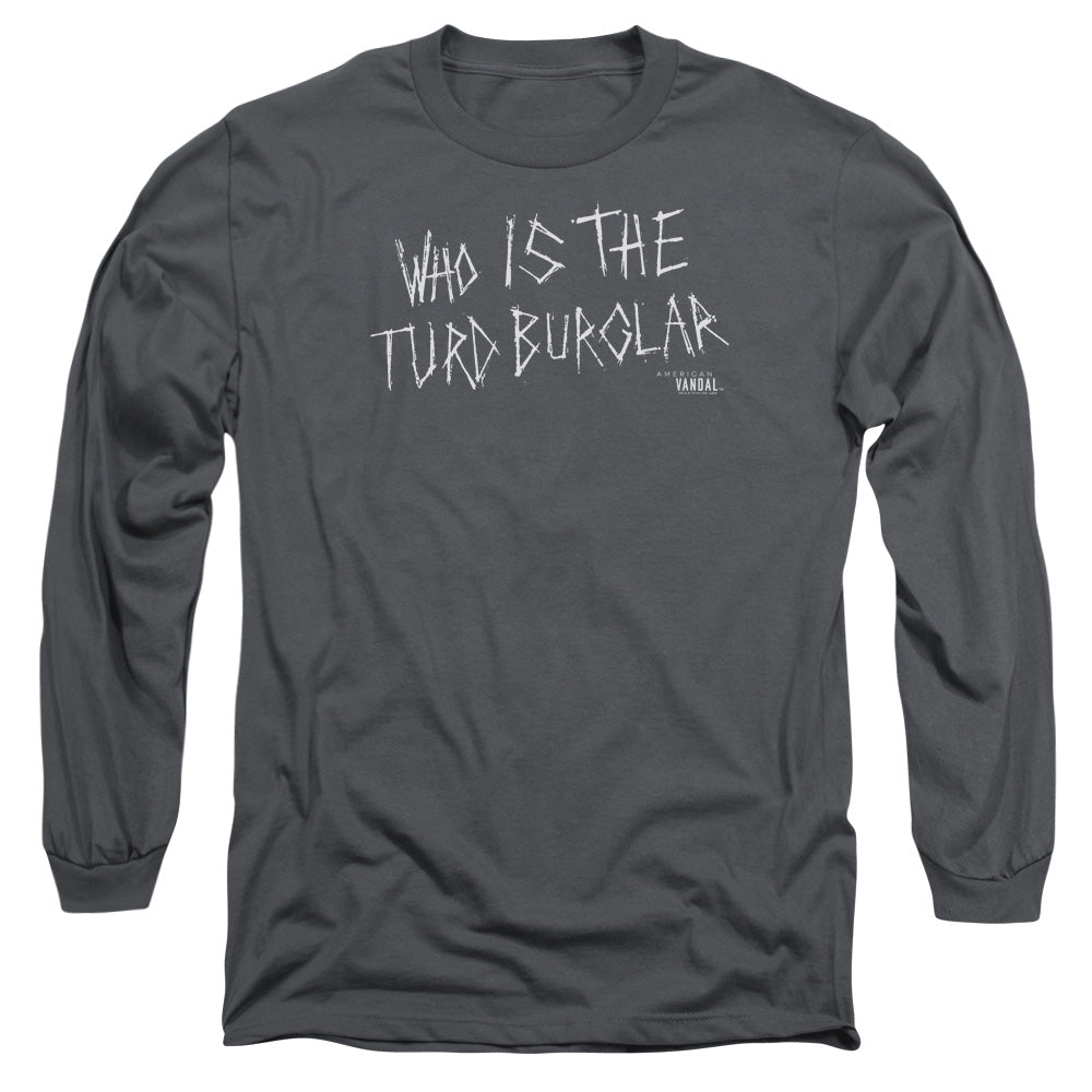 American Vandal Turd Burglar Mens Long Sleeve Shirt Charcoal Hoodie, Sweatshirt | CiraTrend.com (Image 1)