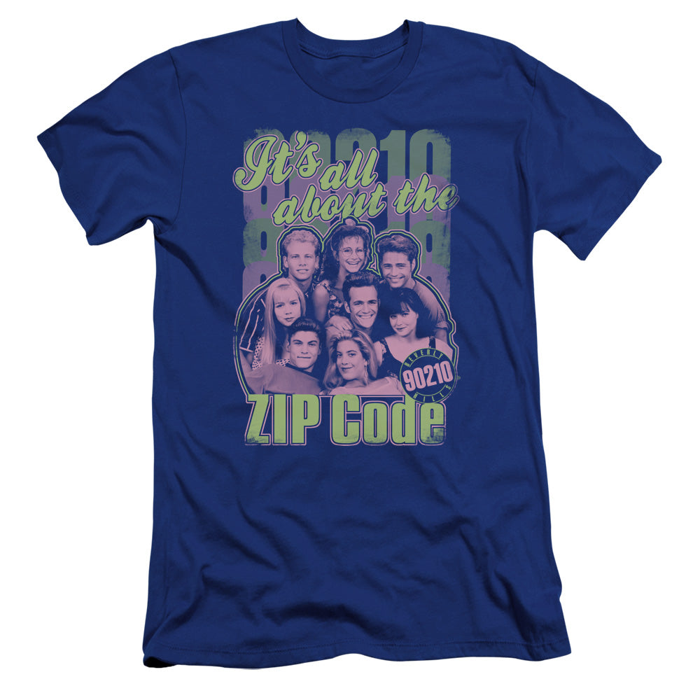 90210 Zip Code Premium Bella Canvas Slim Fit Mens T Shirt Royal Blue Hoodie, Sweatshirt | CiraTrend.com (Image 1)