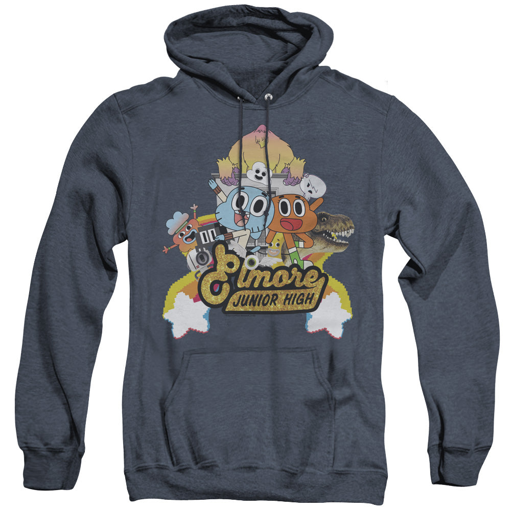 Amazing World Of Gumball Elmore Junior High Mens Heather Hoodie Navy T-Shirts, Sweatshirt | CiraTrend.com (Image 3)