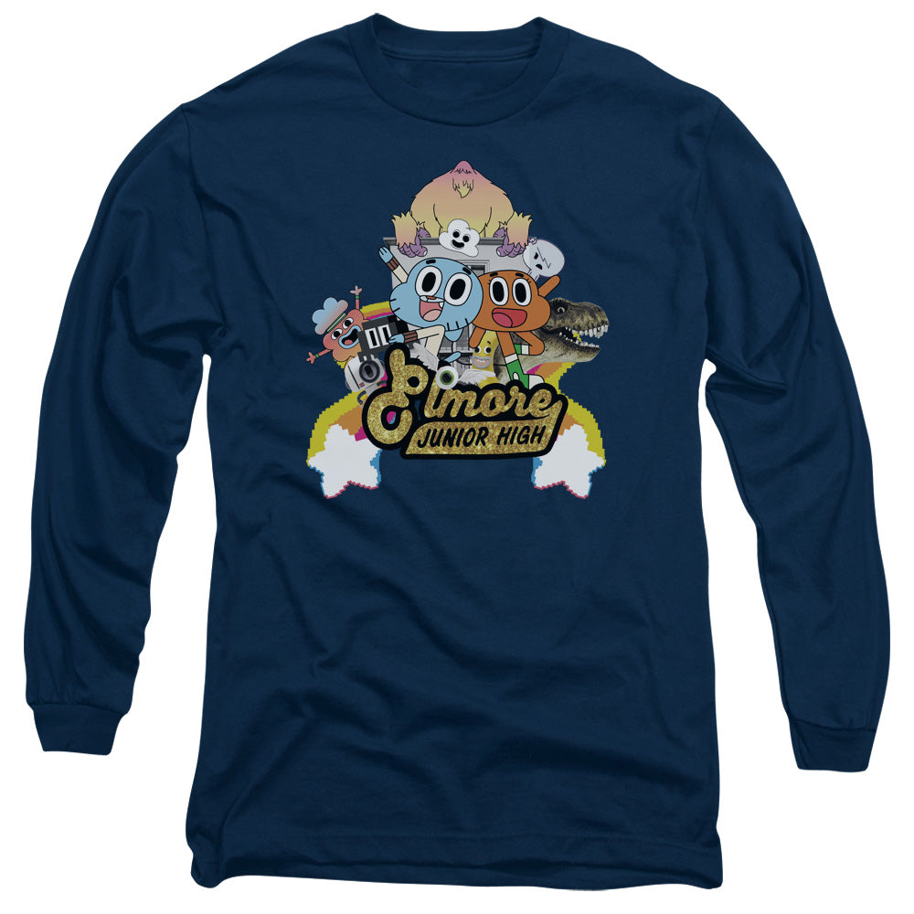 Amazing World Of Gumball Elmore Junior High Mens Long Sleeve Shirt Navy Hoodie, Sweatshirt | CiraTrend.com (Image 3)